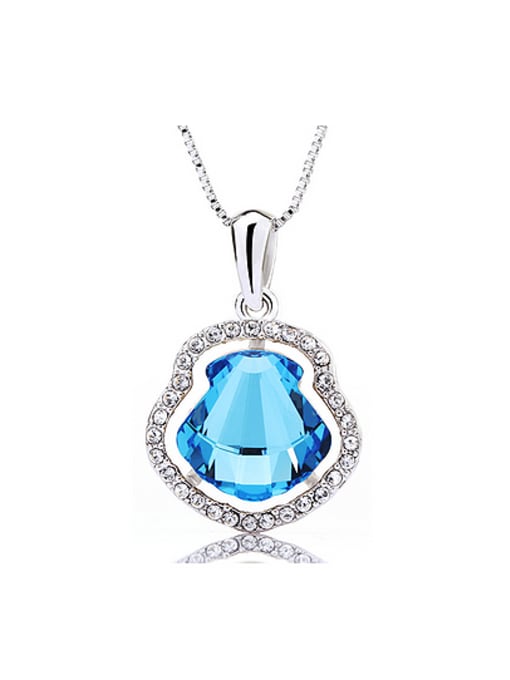 Platinum,Blue Women 18K White Gold Austria Crystal Necklace