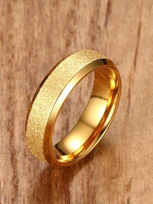 CONG Trendy Gold Plated Frosted Titanium Women Ring 2