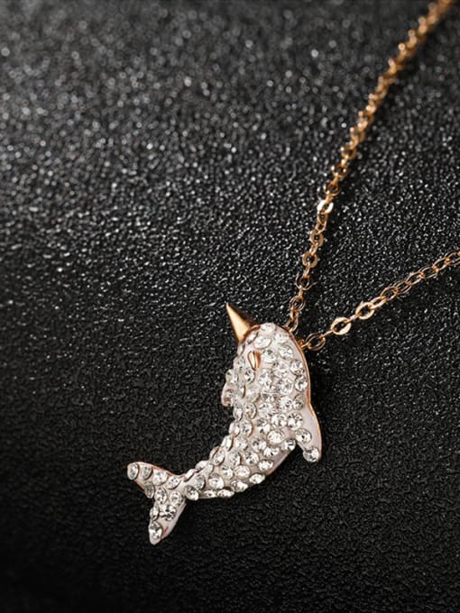 UNIENO 925 Sterling Silver With Rose Gold Plated Cute Dolphin Necklaces 1