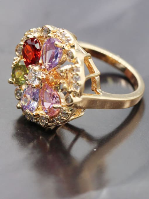 L.WIN Gold Plated Colorful Zircons Statement Ring 1