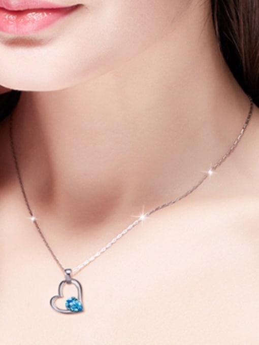 CEIDAI Fashion Hollow Heart austrian Crystal 925 Silver Pendant 1