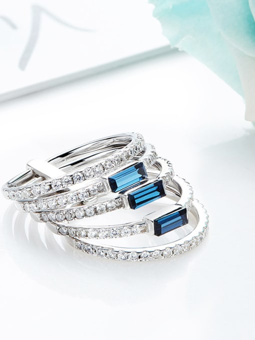 CEIDAI Fashion Multi-band austrian Crystals 925 Silver Ring 2