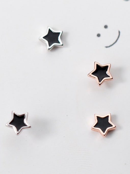 Rosh 925 Sterling Silver With Acrylic  Cute Star Stud Earrings 1