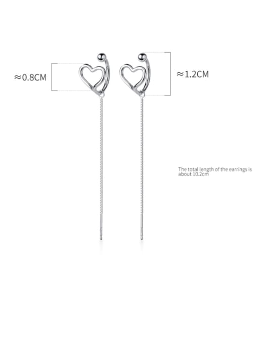 Rosh 925 Sterling Silver With Platinum Plated Personality  Hollow Heart Threader Earrings 2