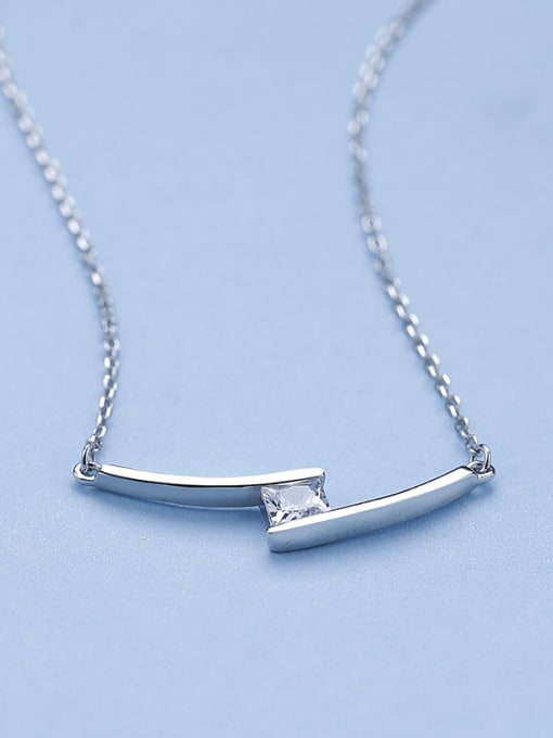 One Silver S925 Silver H Shape Necklace 2