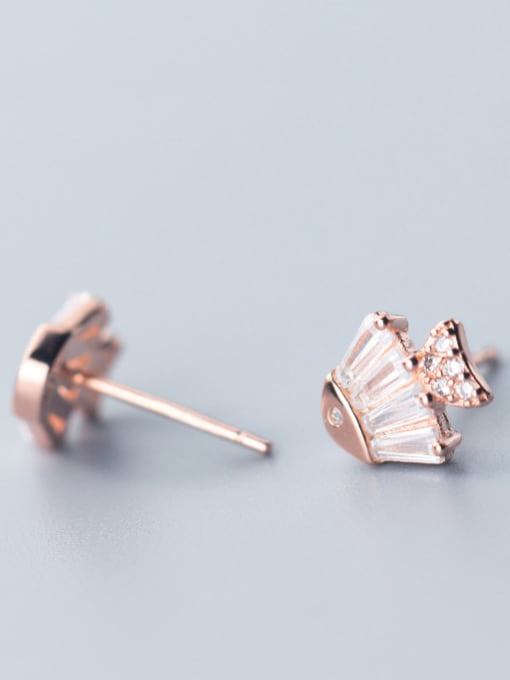 Rosh 925 Sterling Silver With Rose Gold Plated Cute Fish Stud Earrings 0