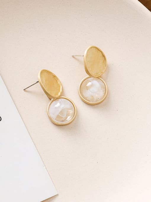 Girlhood Alloy With Gold Plated Simplistic Round Drop Earrings 2