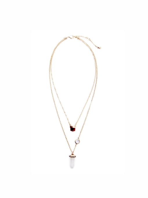 KM Multi-layer Bullet-shaped Stone Alloy Necklace 0