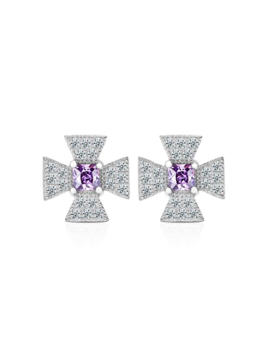 kwan leaf Micro Pave S925 Silver Stud Earrings