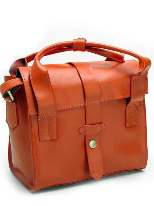 Orange color New College Wind Saddle Bag Leather Shoulder Bag