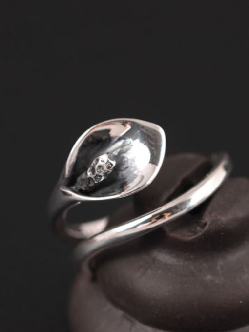 SILVER MI S925 Silver Common Callalily Opening Ring 0