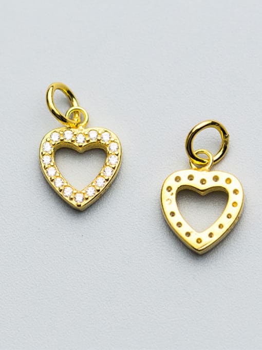 FAN 925 Sterling Silver With 18k Gold Plated Classic Heart Charms 1