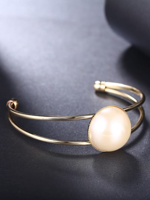 18k Gold 18K Gold Plated Artificial Pearl Bangle