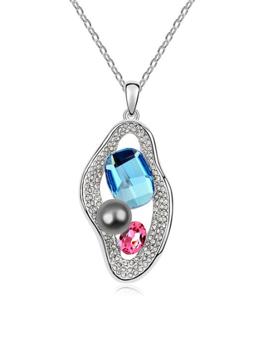 light blue Fashion Personalized austrian Crystals Imitation Pearls Alloy Necklace