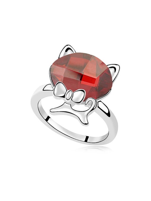 QIANZI Personalized Little Kitten Oval austrian Crystal Alloy Ring 0