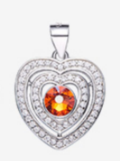 Orange S925 Silver Heart-shaped Collar