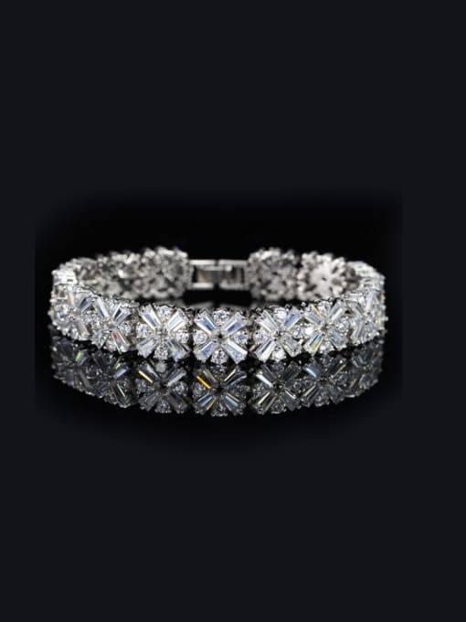Platinum Luxury Shining Zircon Wedding Bracelet