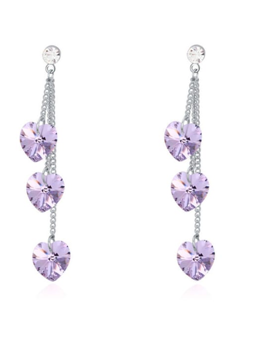 light purple Fashion Heart-shaped austrian Crystals Alloy Drop Earrings