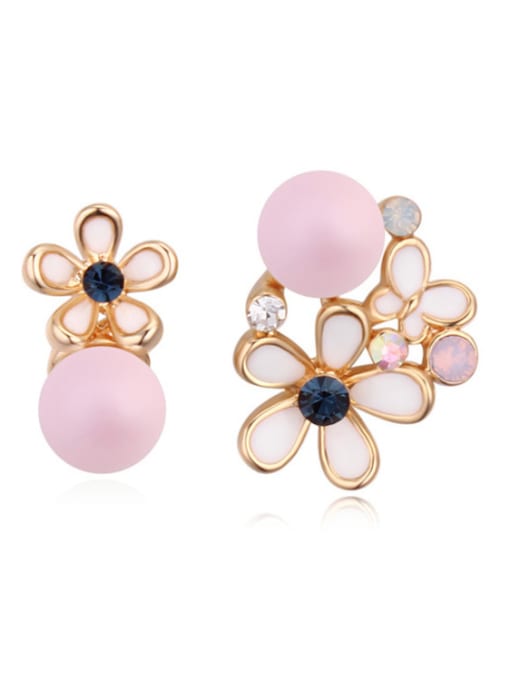 pink Chanz using austrian elements pearl earrings gold earrings and a lovely