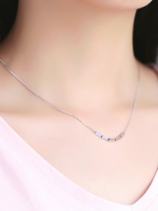 Peng Yuan Simple Solid Triangle Silver Necklace 1