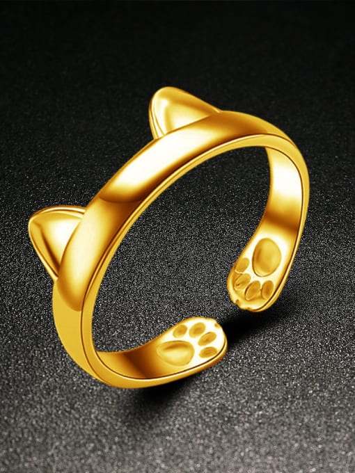Golden Color Simple Style Cat-ear Shaped Opening Ring