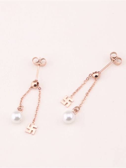 GROSE Simple Fashion Artificial Pearls Tassel Earrings 1