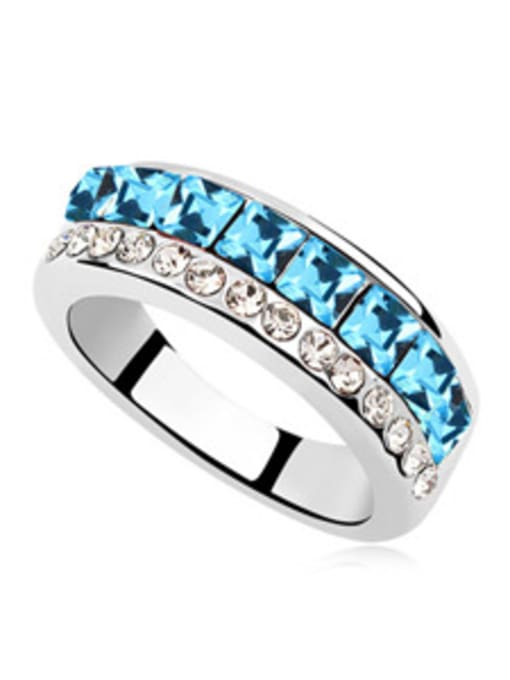 blue Fashion Square austrian Crystals Alloy Ring