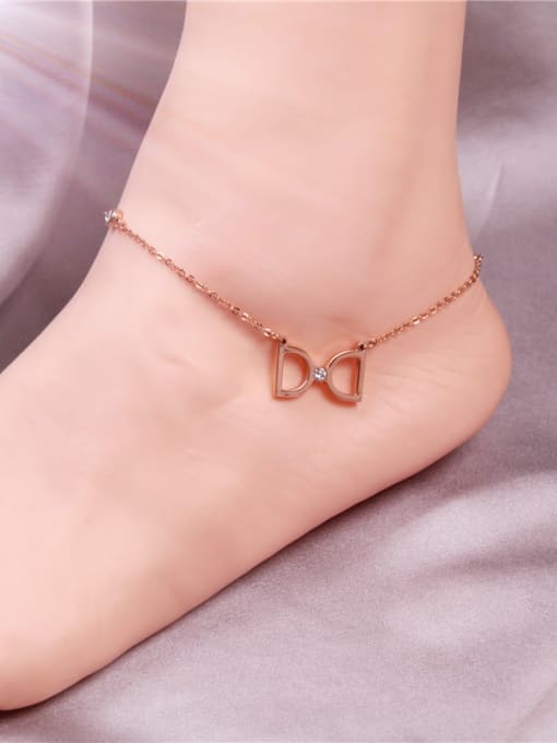 GROSE Hollow Bow Rhinestones Fashion Anklet 1