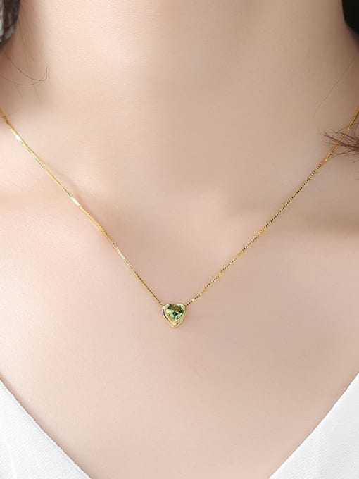 CCUI Sterling silver minimalist heart-shaped semi-precious stones necklace 2