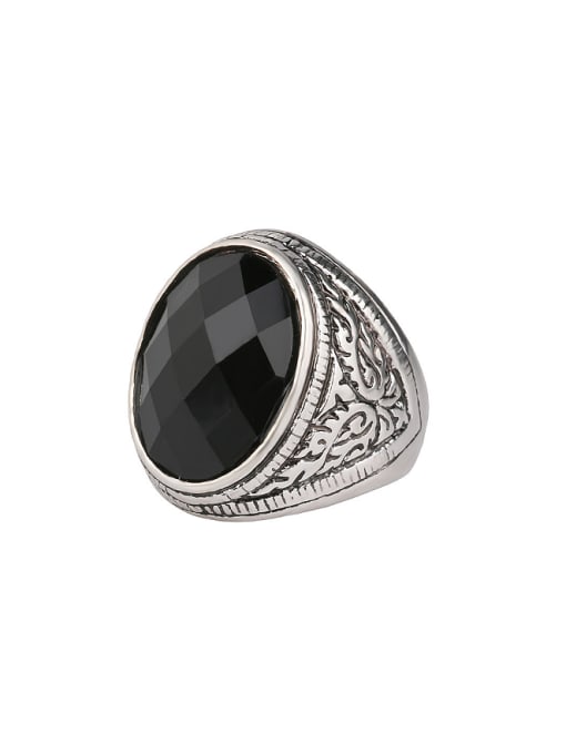 Gujin Punk style Oval Resin stone Alloy Ring 3