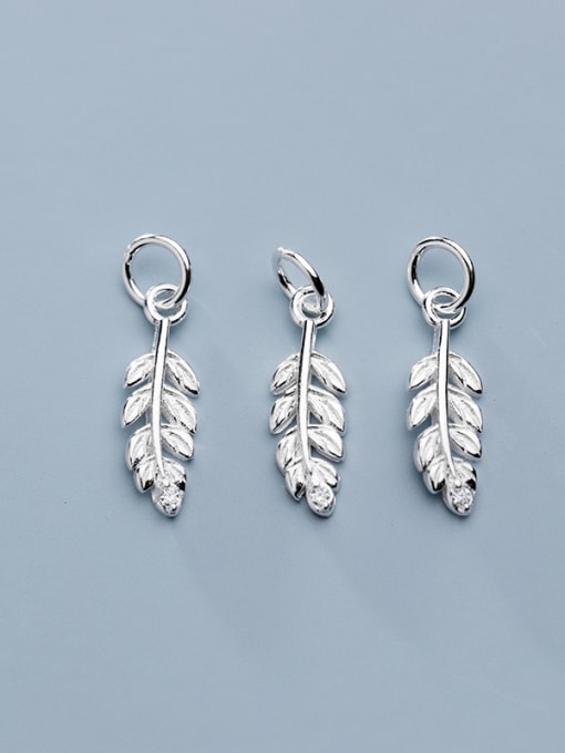 FAN 925 Sterling Silver With Cubic Zirconia  Simplistic Leaf Charms 3