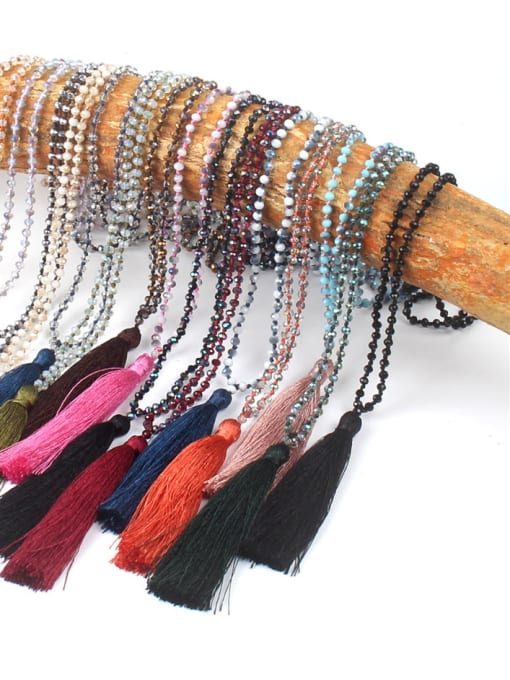 handmade Hot Selling Glass Beads Bohemia Tassel Necklace
