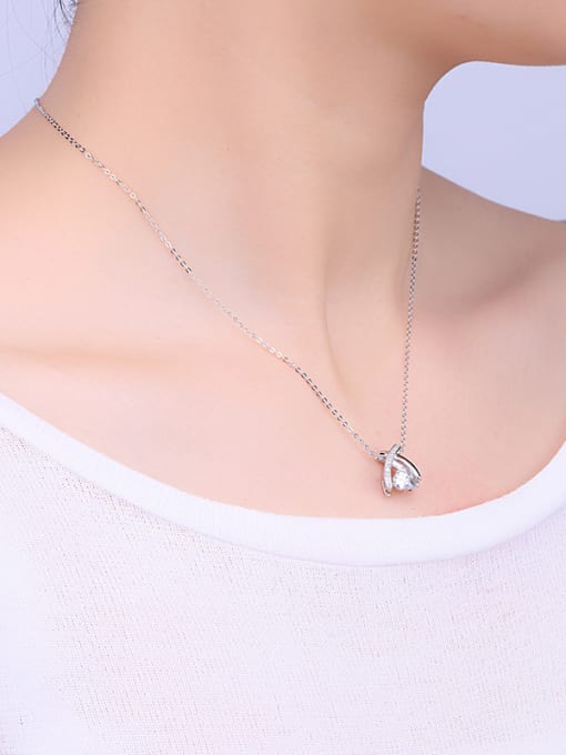 One Silver X-Shaped Zircon Necklace 1