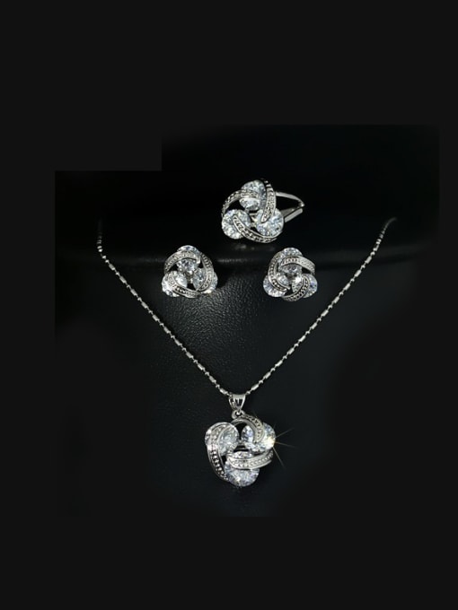 L.WIN Luxury Three Zircons Jewelry Set 0
