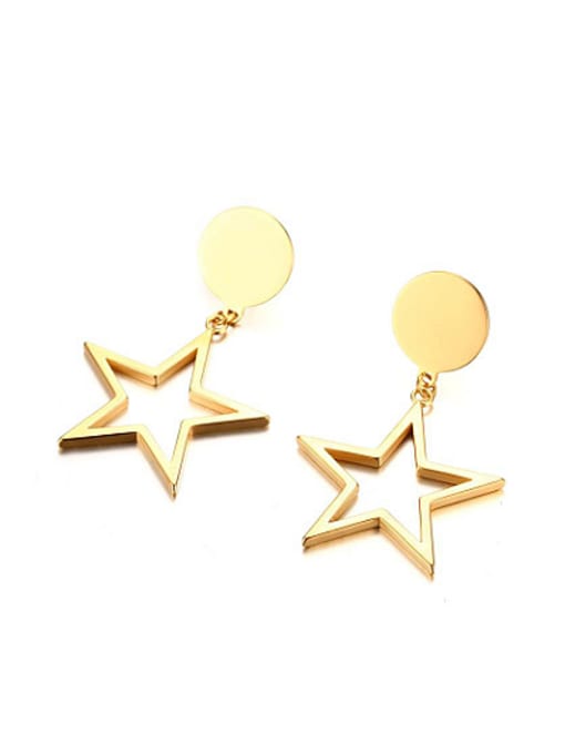 CONG Elegant Gold Plated Star Shaped Titanium Drop Earrings 0