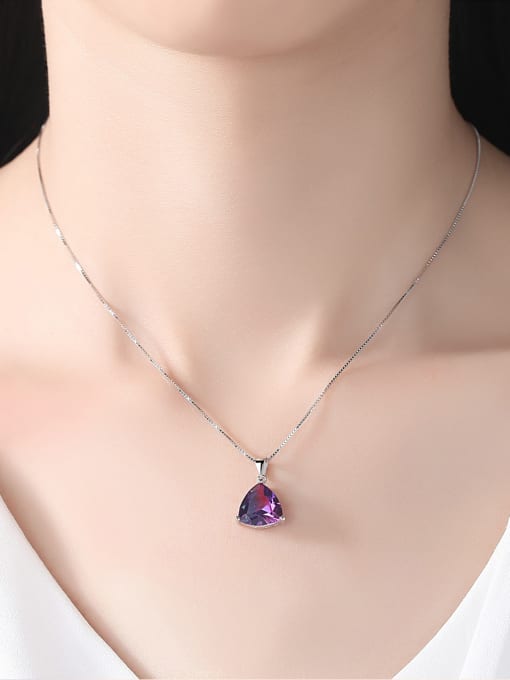 CCUI Sterling silver Rainbow semi-precious stones Triangle necklace 1