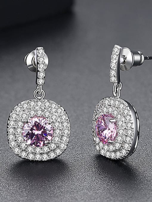 Pink -T03D03 Micro AAA zircon exquisite  Bling-bling earrings multiple colors available