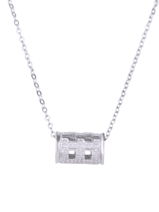 silvery Copper With Cubic Zirconia Fashion Geometric Necklaces