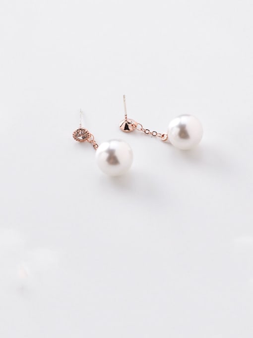 Girlhood Alloy With Rose Gold Plated Simplistic Round Drop Earrings 1