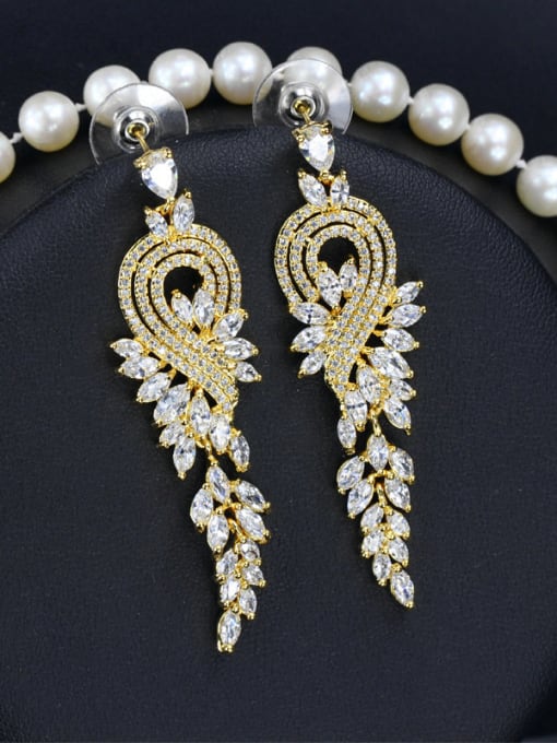 White Fashion Zircons Tassel Drop Chandelier earring