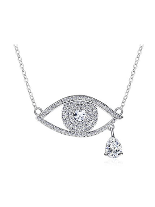 White Copper AAA Zircon Rhinestones Eye-shaped Necklace