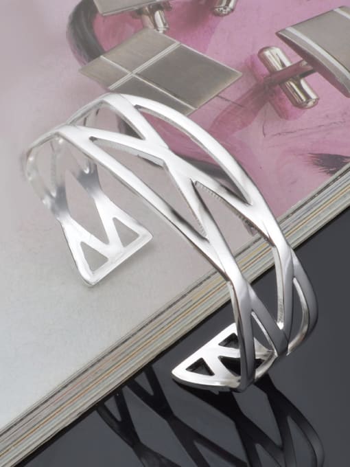 Ya Heng Simple Hollow Silver Plated Copper Opening Bangle 1