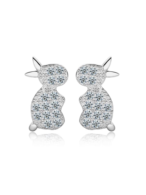 kwan Lovely Small Rabbit Micro Pave Stud Earrings 0