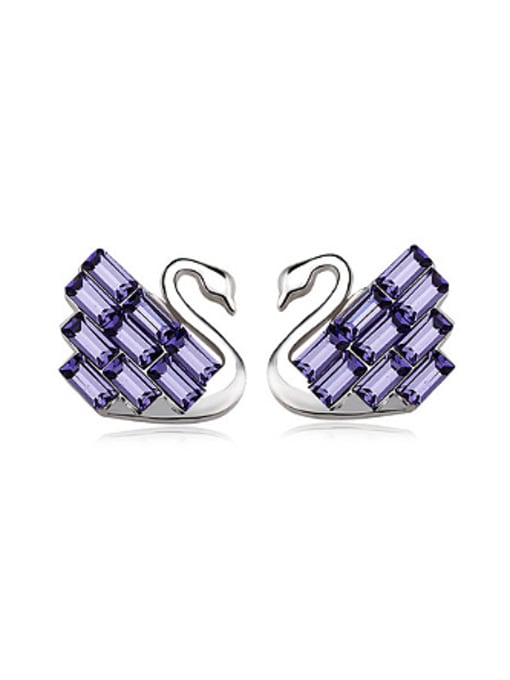 purple Fashion Austria Crystal Swan Stud Earrings