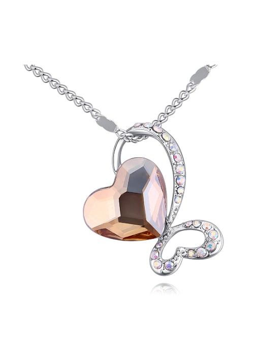 QIANZI Fashion Cubic Heart austrian Crystals Pendant Alloy Necklace