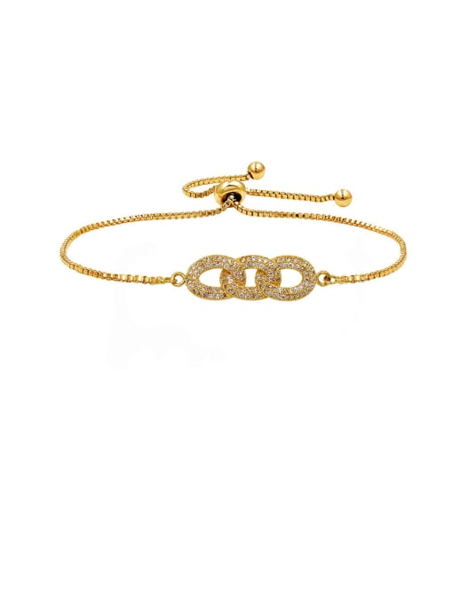 Genuine gold Copper With Cubic Zirconia  Personality Round adjustable Bracelets