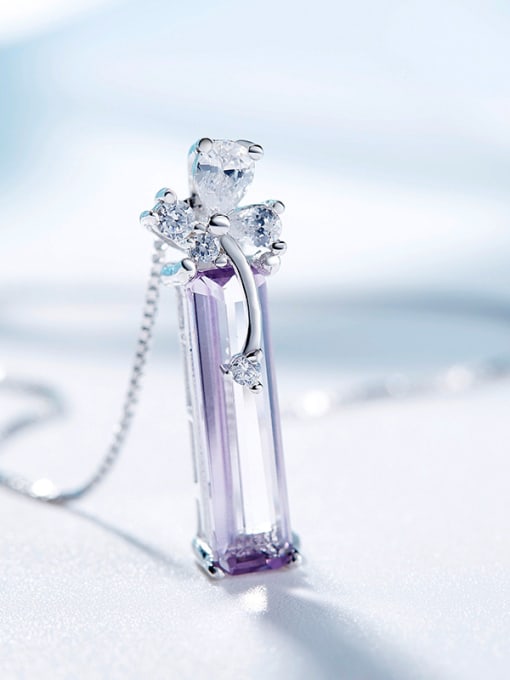 CEIDAI S925 Silver Purple Crystal Necklace 3