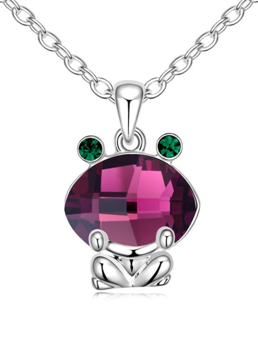 Purple Personalized austrian Crystals Frog Pendant Alloy Necklace