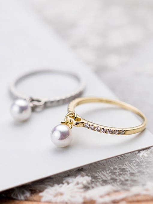 Rosh Fresh Gold Plated Shell Pearl S925 Silver Ring 2