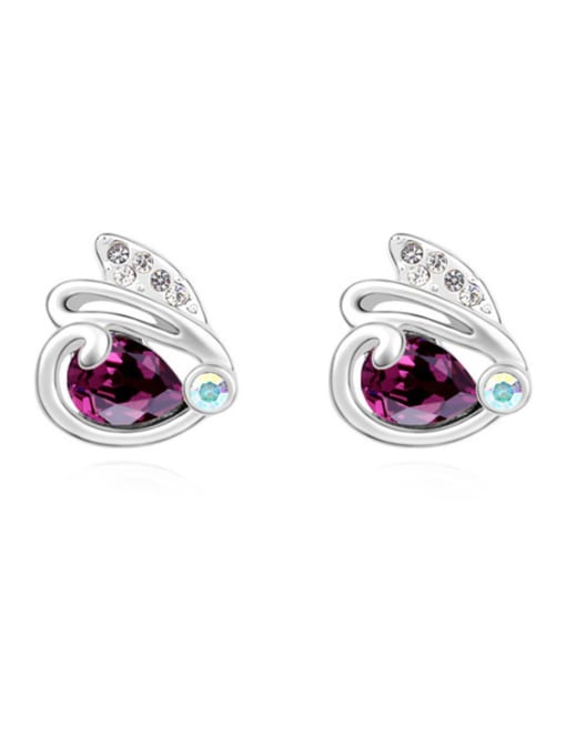 Purple Tiny Rabbit austrian Crystals Alloy Stud Earrings